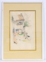 Originale Aquarell mit Haus im Rahmen, Top!