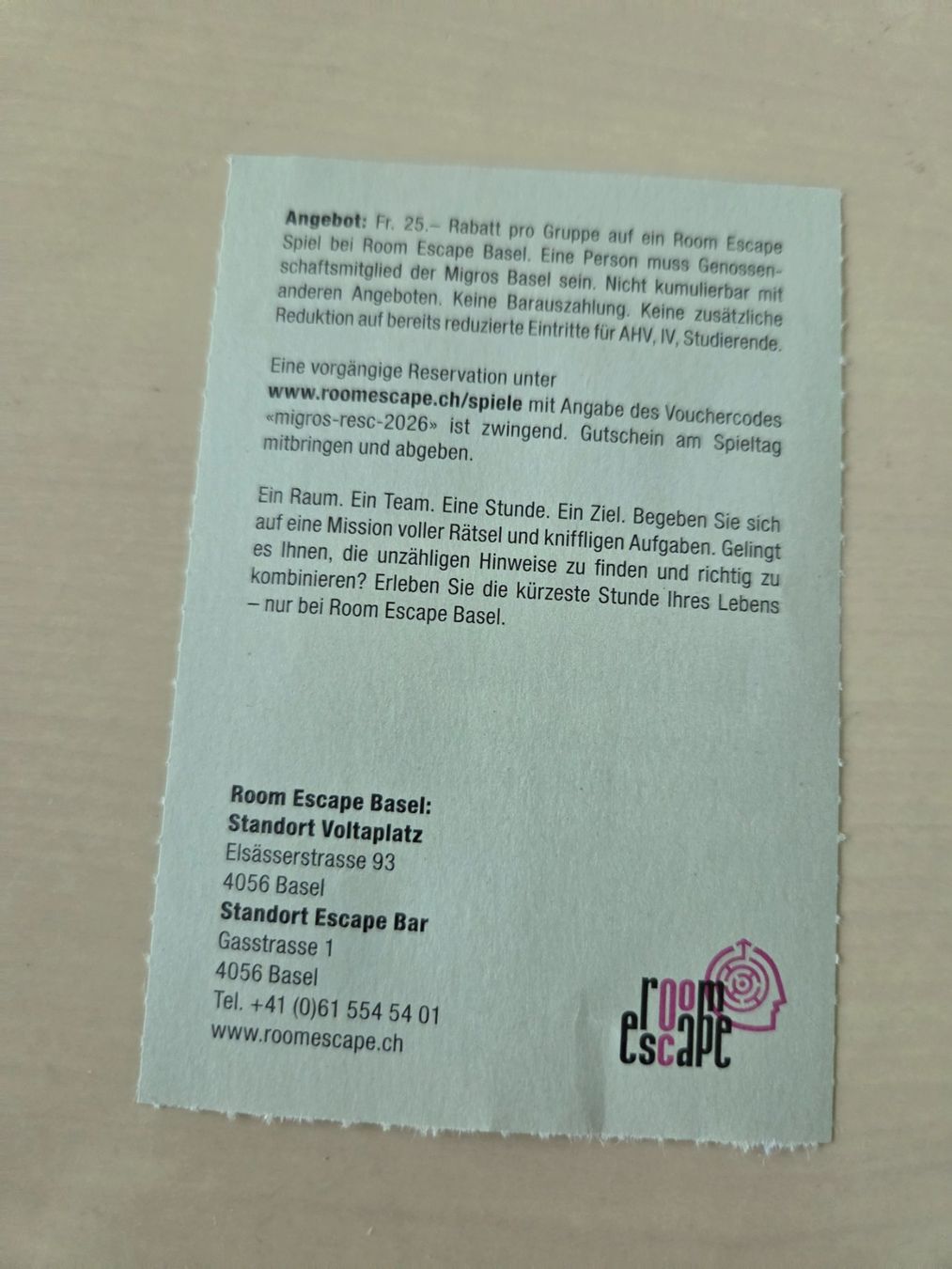 Buoni: Gutschein Room Escape Basel – Usato da Liestal venduto da ITOlio 1