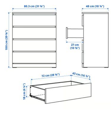 Cassettiere: Commode IKEA Malm 4 tiroirs - brun noir - 80 x 100 cm – Usato da Lausanne venduto da bor_h7bs 1