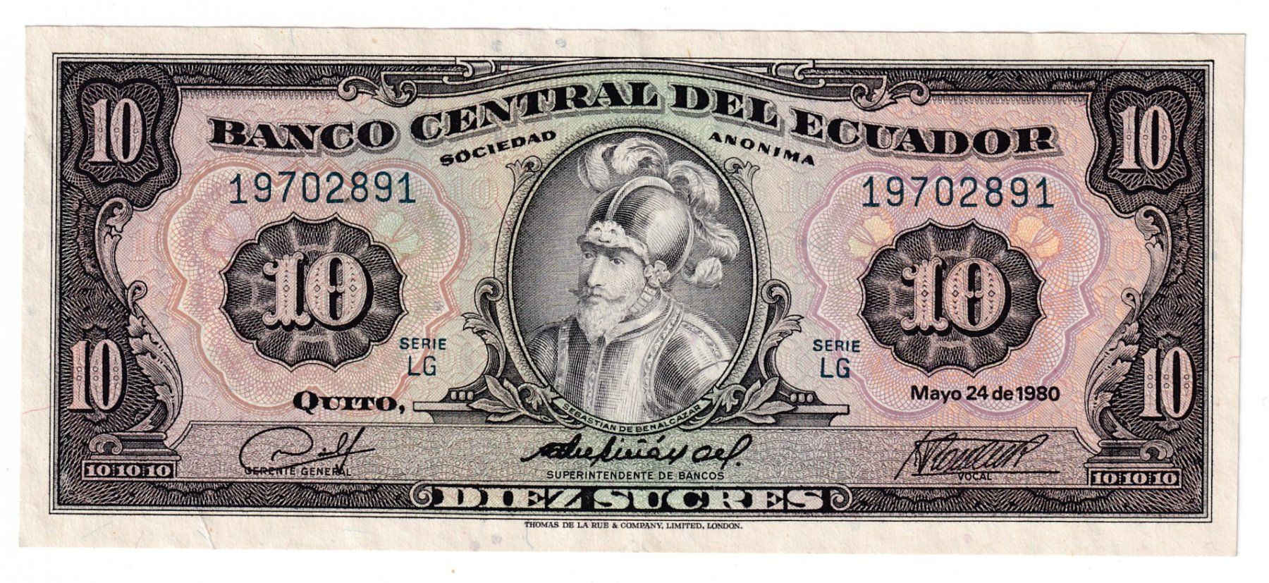 Banconote: Ecuador 10 sucres 1980s-ss – Usato da Neuchâtel venduto da karlpierrino