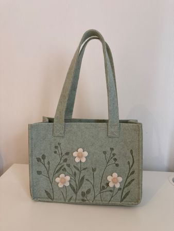 Filztasche grün mit Blumenmuster NEU