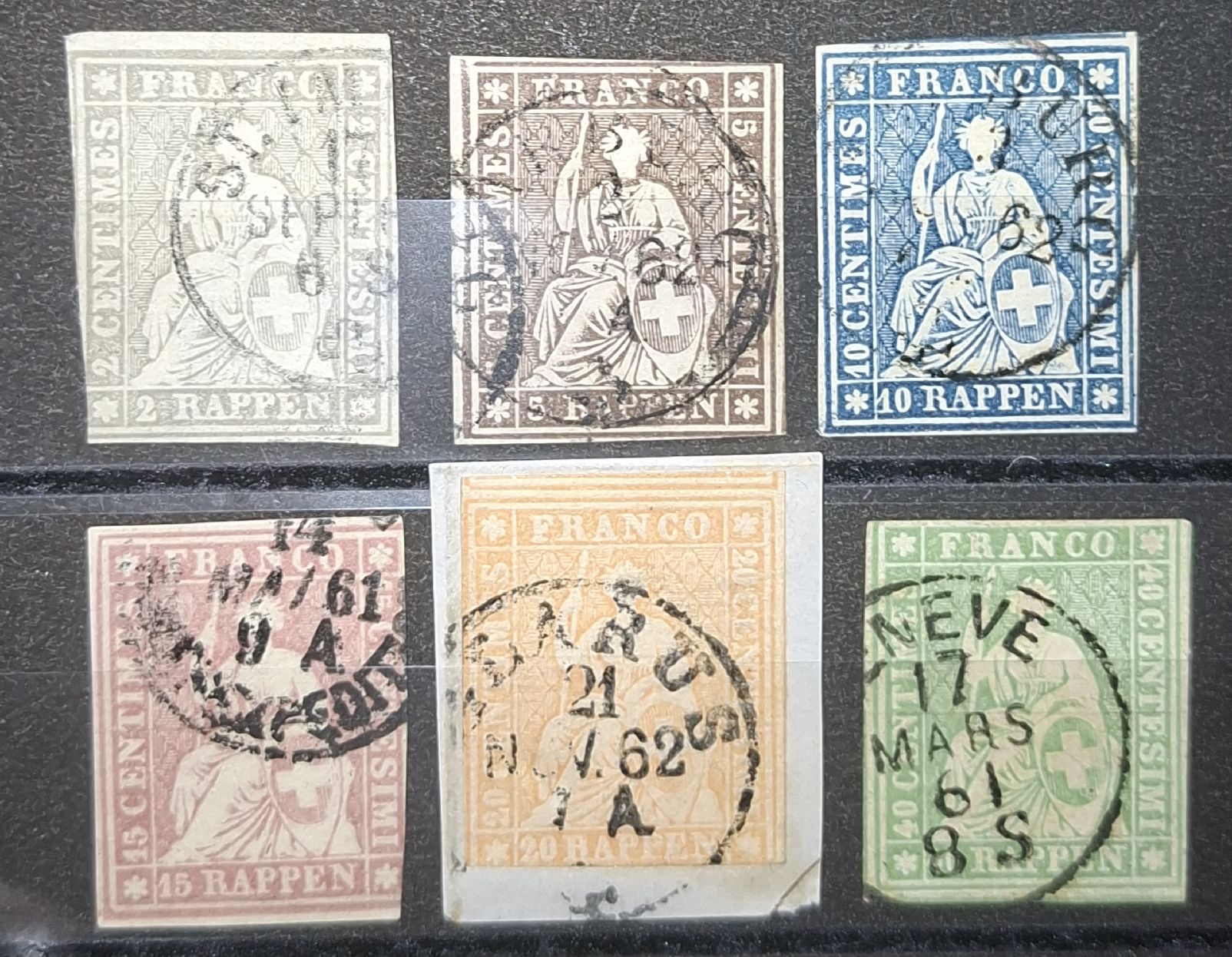 Tutti i francobolli: Strubel 21G - 26G Kat. 1090.-  – Usato da Balgach venduto da SIMEON27