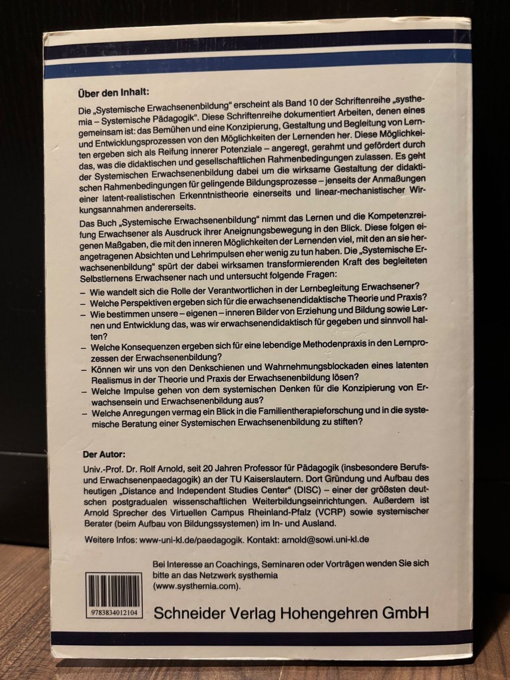 Libri: Pädagogik - Systemische Erwachsenenbildung - Rolf Arnold – Usato da Speicher venduto da CH-Schatzkammer 3
