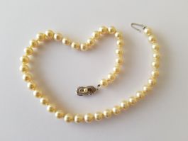 Vintage Kette Perlen, 925 Silber Verschluss, Länge-42cm
