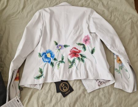 Sword Lederjacke Blumen bemalt Gr. 46 (IT)