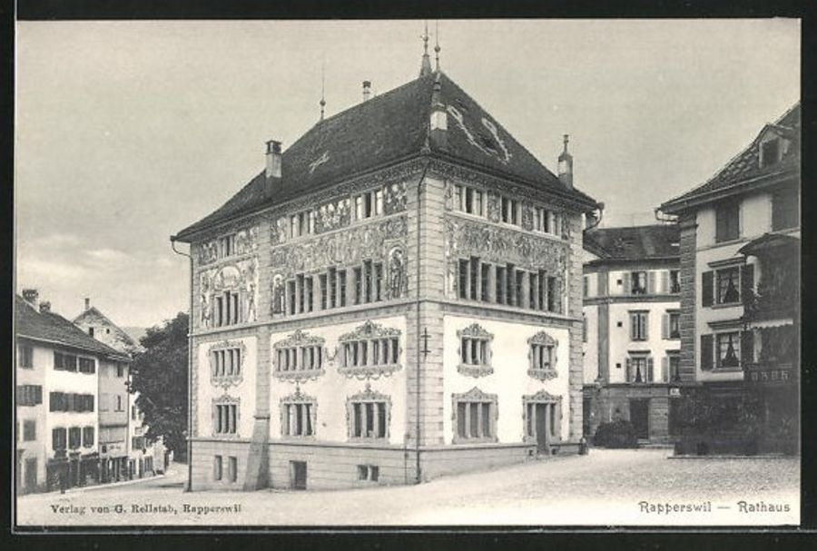 Cartoline postali: Rapperswil, Rathaus um 1910 – Usato da Frauenfeld venduto da POML