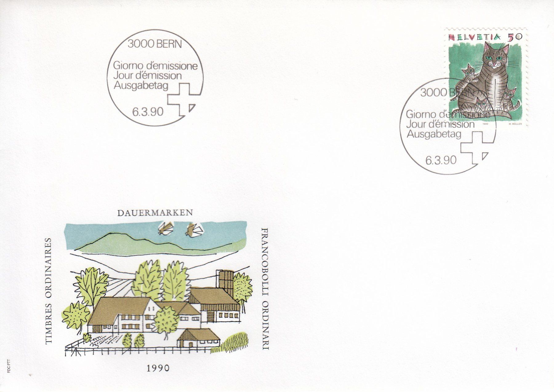 Tutti i francobolli: 1990/93 789-95 Tiere Dauermarken 4 FDC – Usato da Spreitenbach venduto da Mustang_1105 1