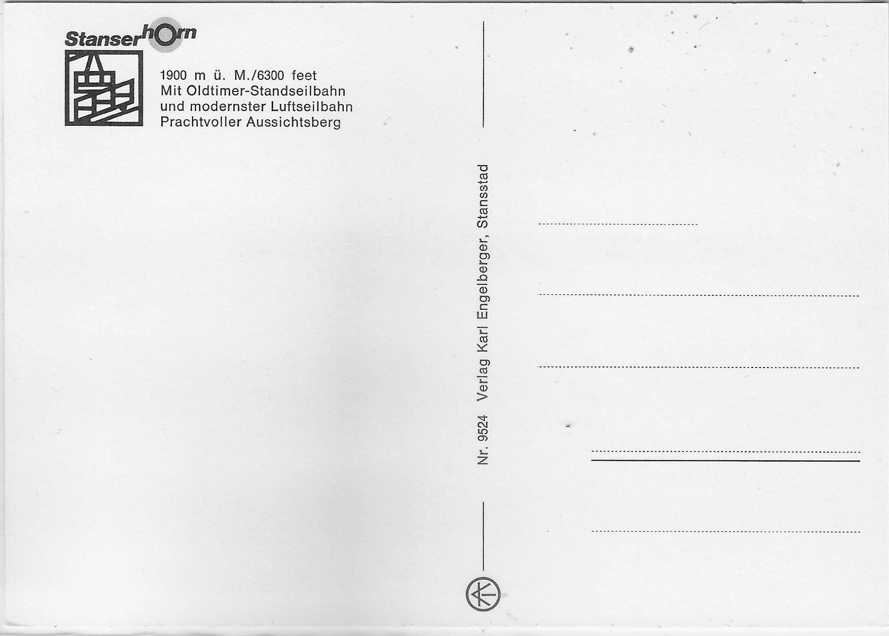 Cartoline postali: Stanserhorn - Oldtimer-Standseilbahn – Usato da Ettingen venduto da Kartenplanet 1