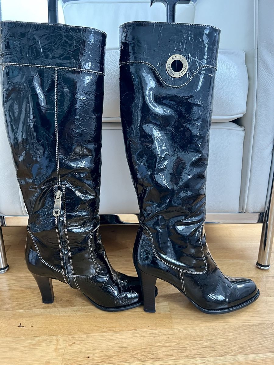 Bally Damenschuhe: Bally Stiefel Gr. 38 schwarz Lackleder – Gebraucht aus Basel von Bettybooo 3