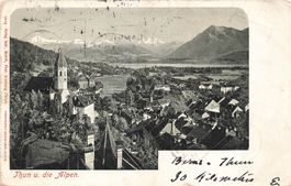 Thun (BE) Stadtpanorama und Alpen