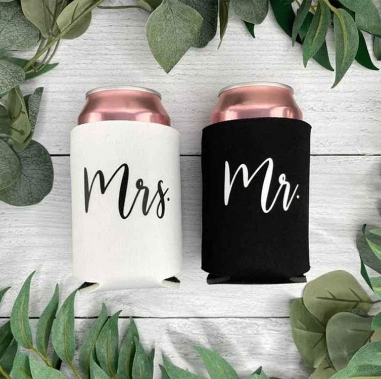 PartyGifts&Beyond Dosenkühler Für Braut & Bräutigam – 2er Set Aus Neopren, Für Hochzeit & Flitterwochen
