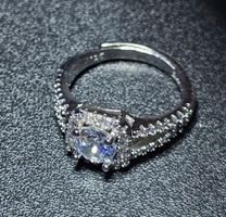 Offener Ring mit funkelndem Zirkonia, 925 versilbert