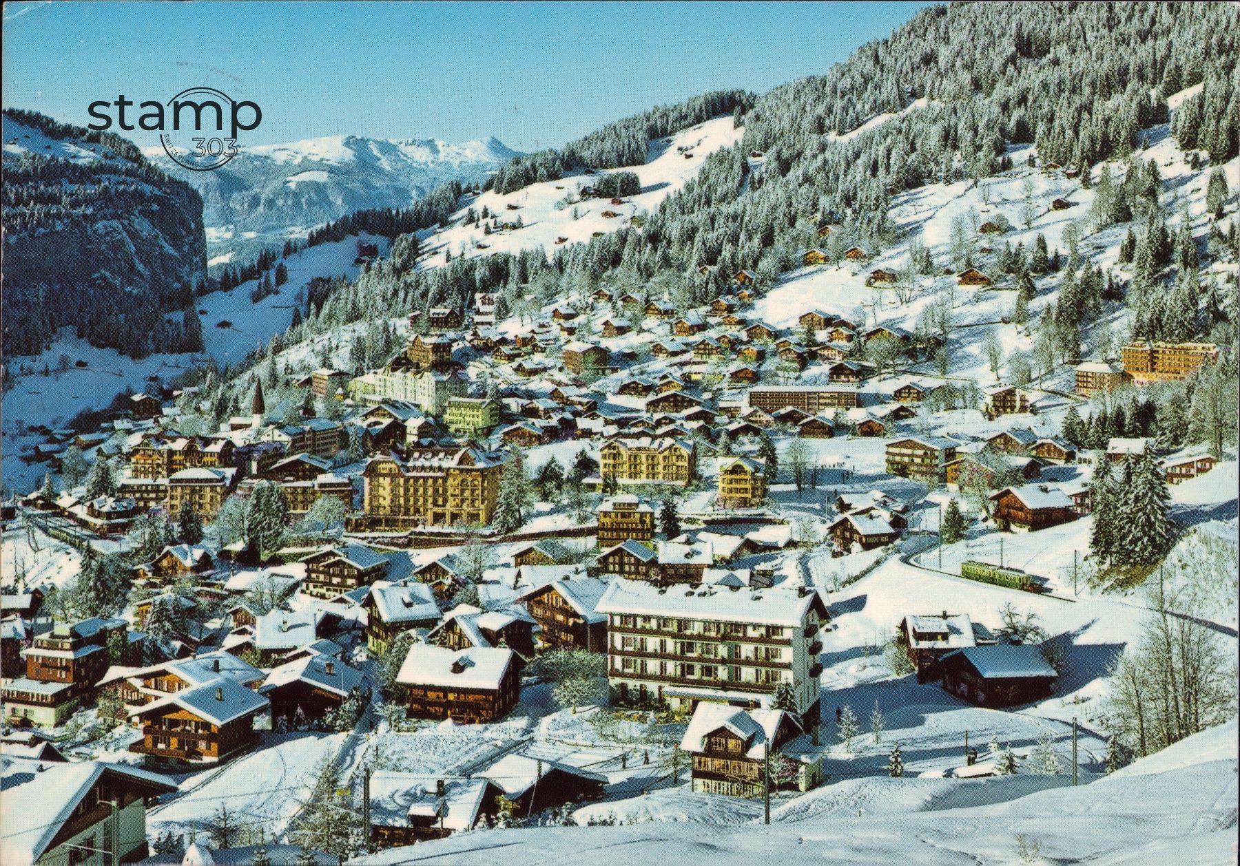 Cartoline postali: 1984 AK Wengen _ Wintersportplatz – Usato da Eggersriet venduto da stamp303