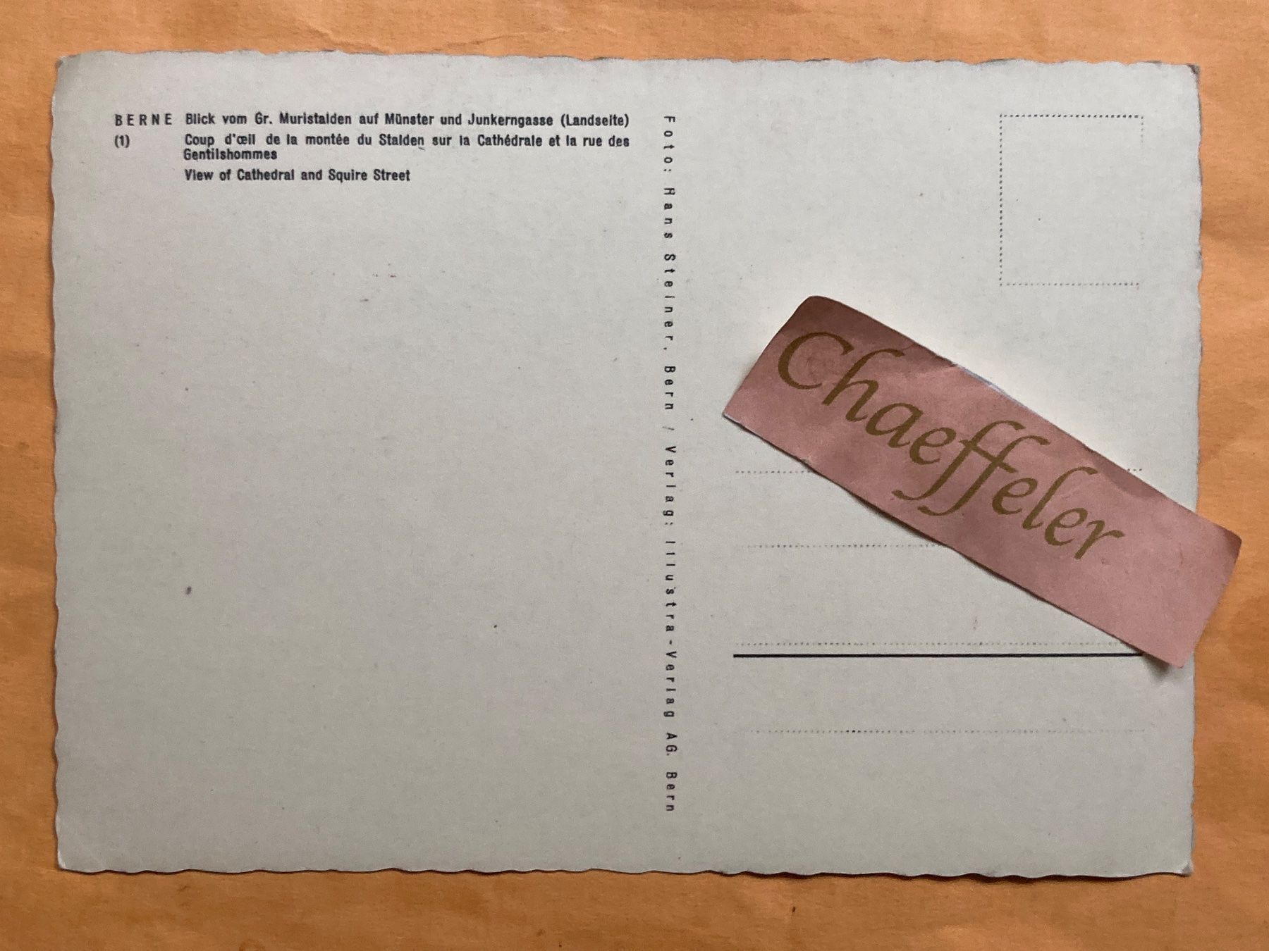 Cartoline postali: Bern. Blick vom Gr. Muristalden auf – Usato da Zürich venduto da Chaeffeler 1