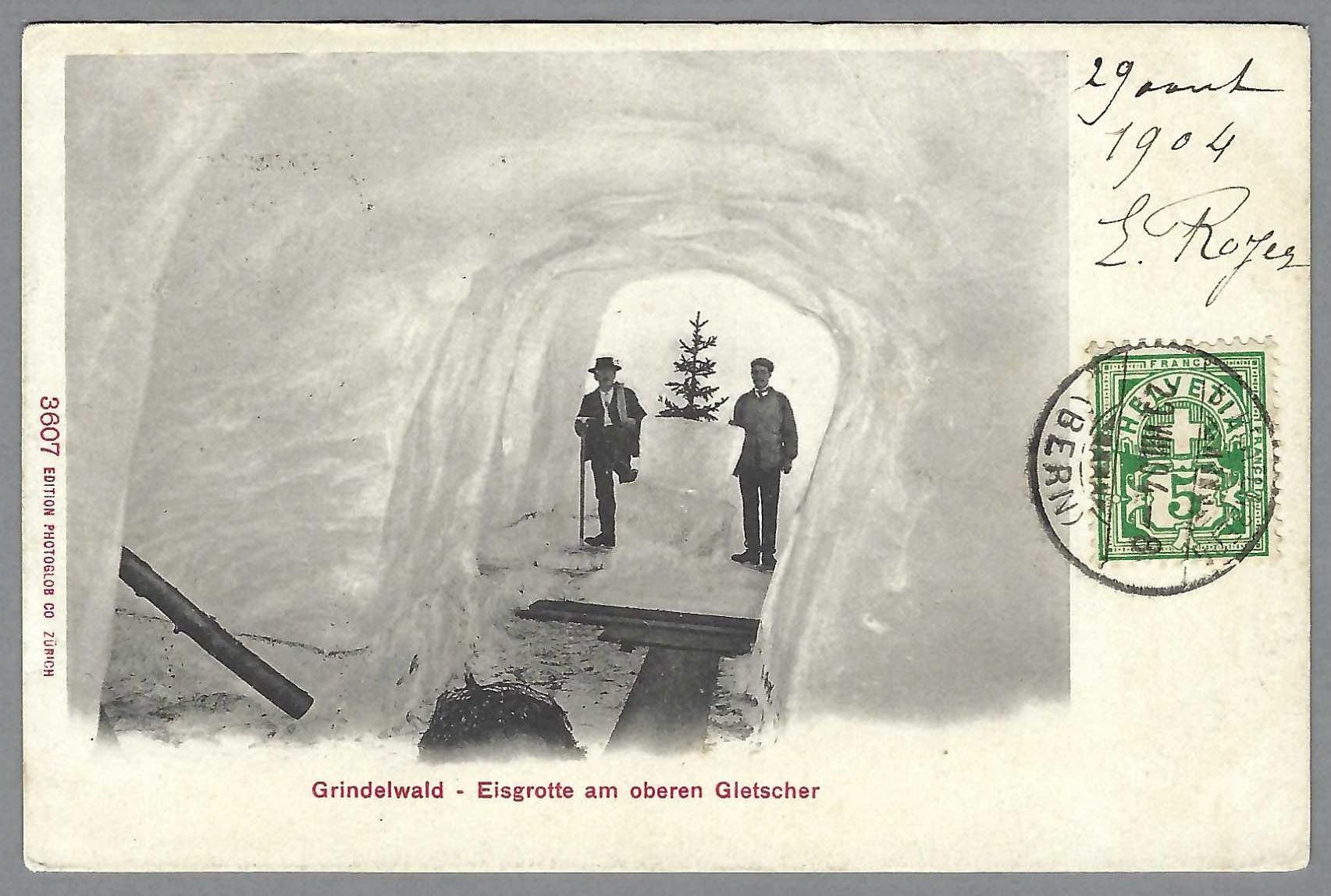 Cartoline postali: 1904, GRINDELWALD, GLETSCHER EISGROTTE, BELEBT – Usato da Pura venduto da ulisse1957