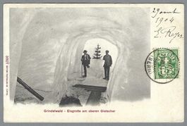 1904, GRINDELWALD, GLETSCHER EISGROTTE, BELEBT