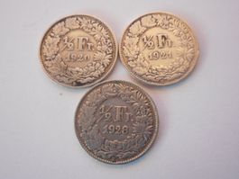 3 x 50 Rp. silber  1920/21/28