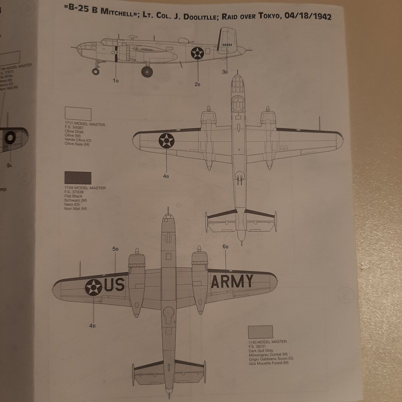 Italeri Kit di modellismo & Modellini statici: 2502 ... N.A. B-25 B/C Mitchell ... Italeri 123 – Usato da Bonstetten venduto da Benibanny59 3