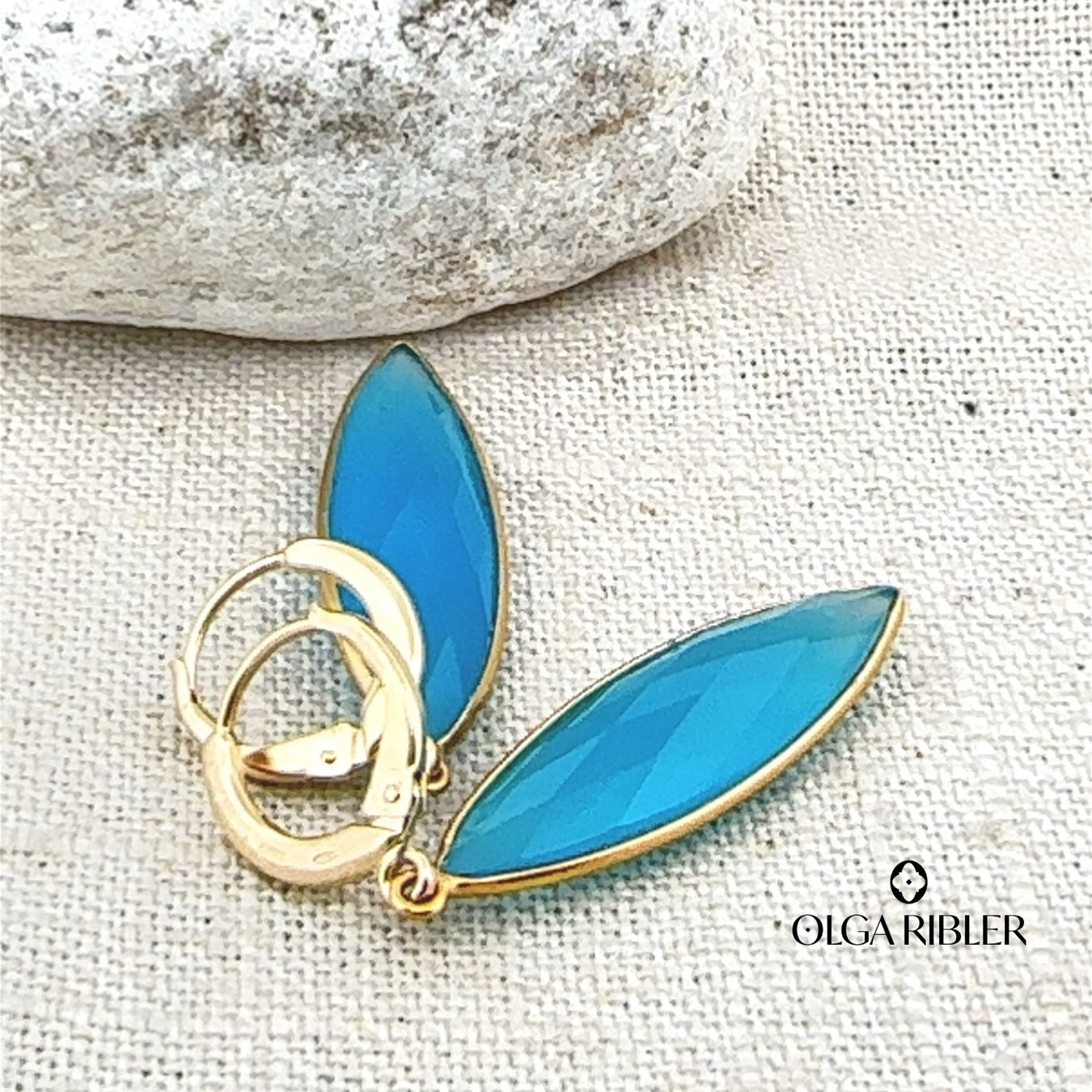 Olga Ribler Orecchini pendenti & Orecchini a lobo: Sterling Silber 925 Creolen mit Chalzedone – Nuovo (secondo la descrizione) da Luzern venduto da Schmuckoutlet 4
