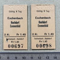 Eschenbach - Hochdorf / Emmenfeld, 2 Bahnbillette, SBB