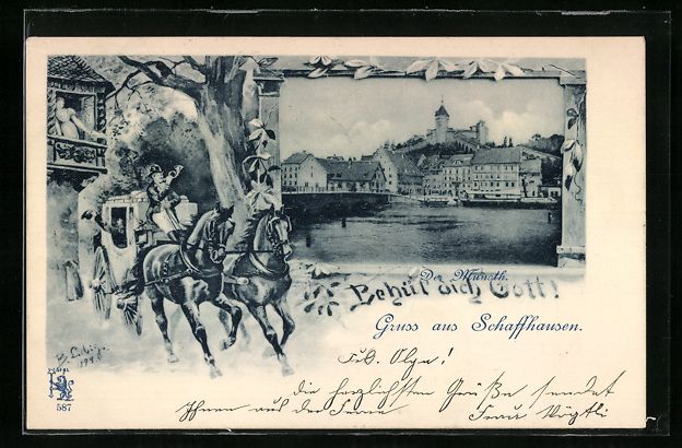 Cartoline postali: Passepartout-Lithographie Schaffhausen,  – Usato da Berlin venduto da bartko-reher
