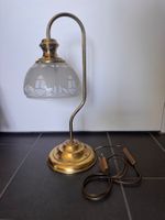 Alte Tischlampe Leuchte Lampe Messing mattiertes Glas