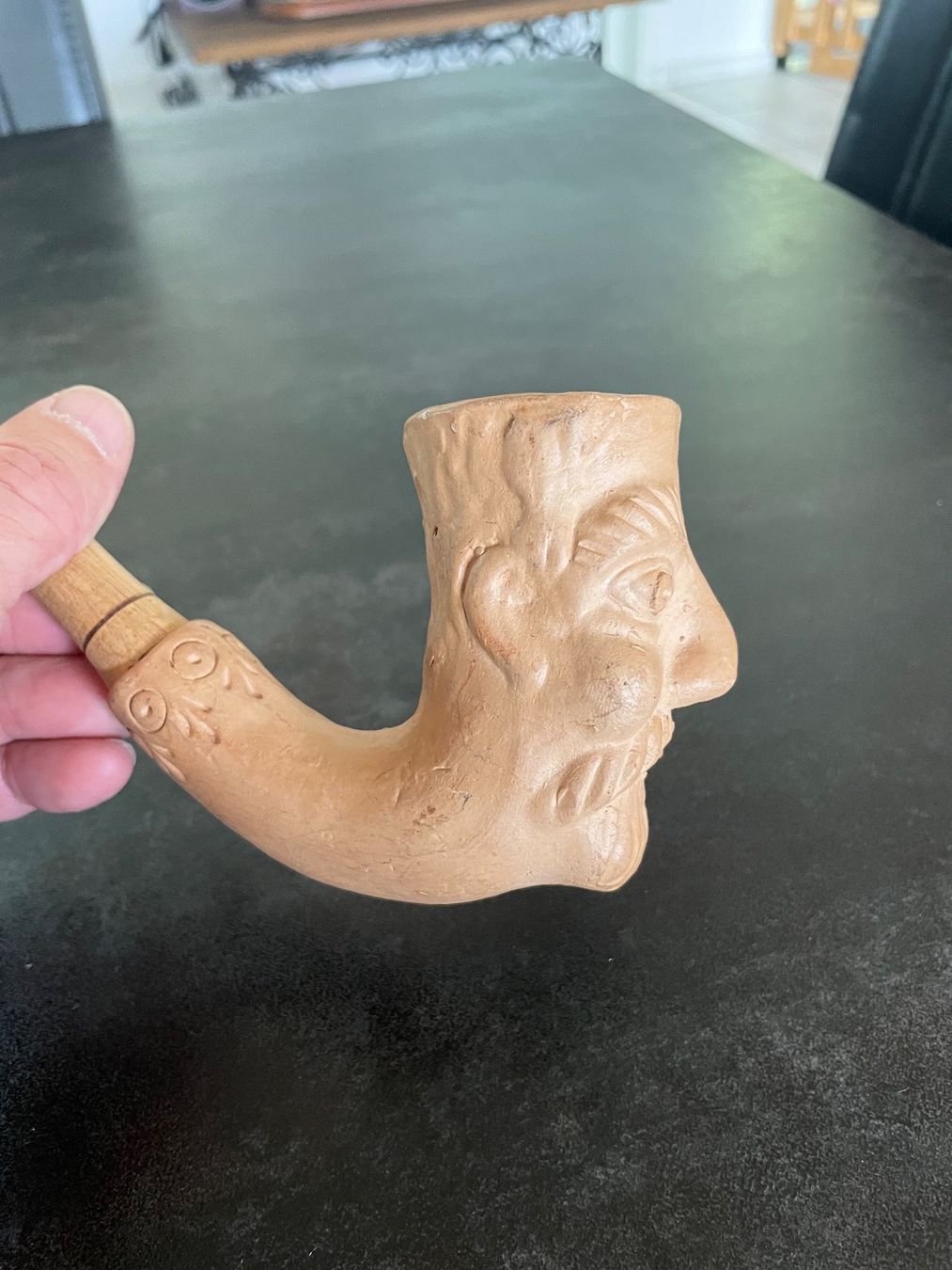 Pipe & Accessori: Ancienne Pipe Visage Sculpté bois et Terre Cuite – Usato da Vallamand venduto da Bricbracbroc82 3