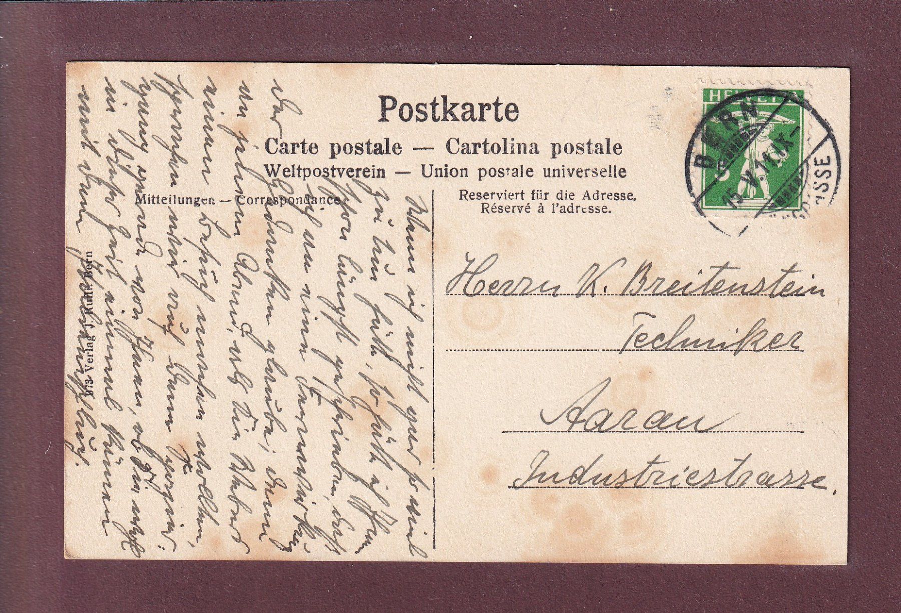 Ansichtskarten: BERN - Ober-Seminar - 1911 – Gebraucht aus Pully von nicecards 1