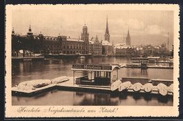 Zürich, Flusspartie mit Anlager und Mot