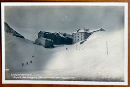 Grand St. Bernard - Départ des Religieux - Carte ancienne