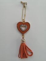 🤩HANDY SCHMUCK HERZ ORANGE LEDER & STRASS NEU