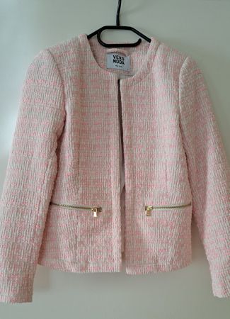 Jacke, Kurzblazer in rosa/weiss, Gr. 36