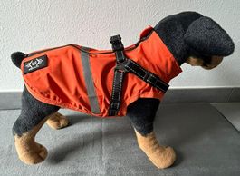 Hunderegenmantel Wasserdicht orange mit Geschirr 52 cm w4paw