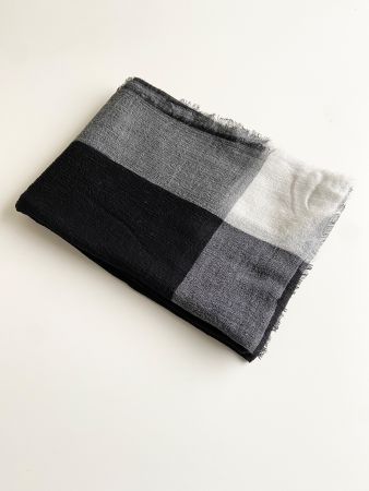 100% Kaschmir Schal-Schwarz-Weiß-Geometrie 200x100cm