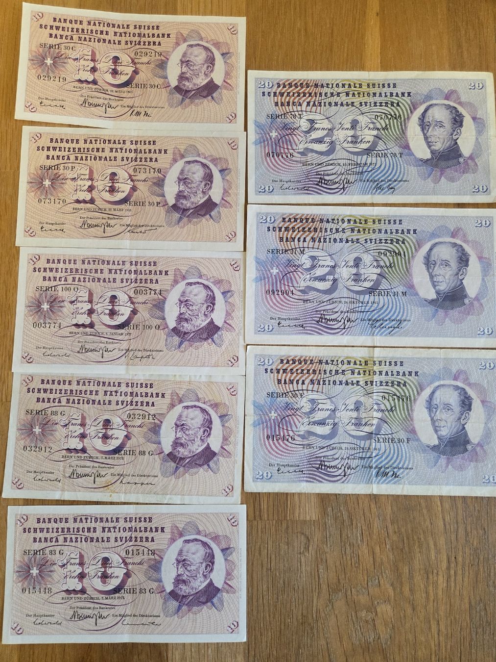 Banknoten: Schweizer Banknoten 10 und 20 Franken Konvolut.. – Gebraucht aus Stans von Ducati16