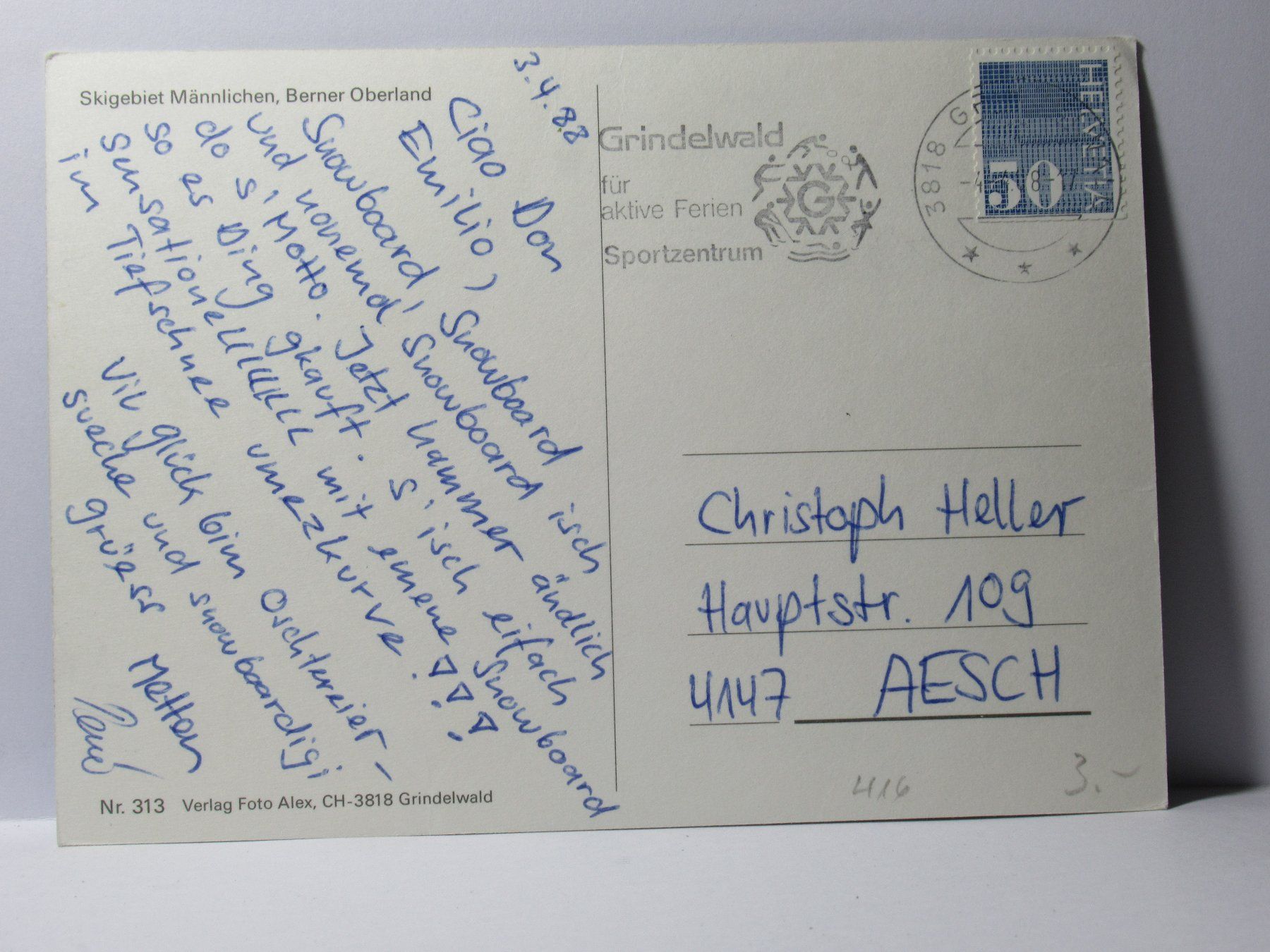 Cartoline postali: Männlichen , Gondelbahn 1988 – Usato da Grenchen venduto da Bluemchen1900 1