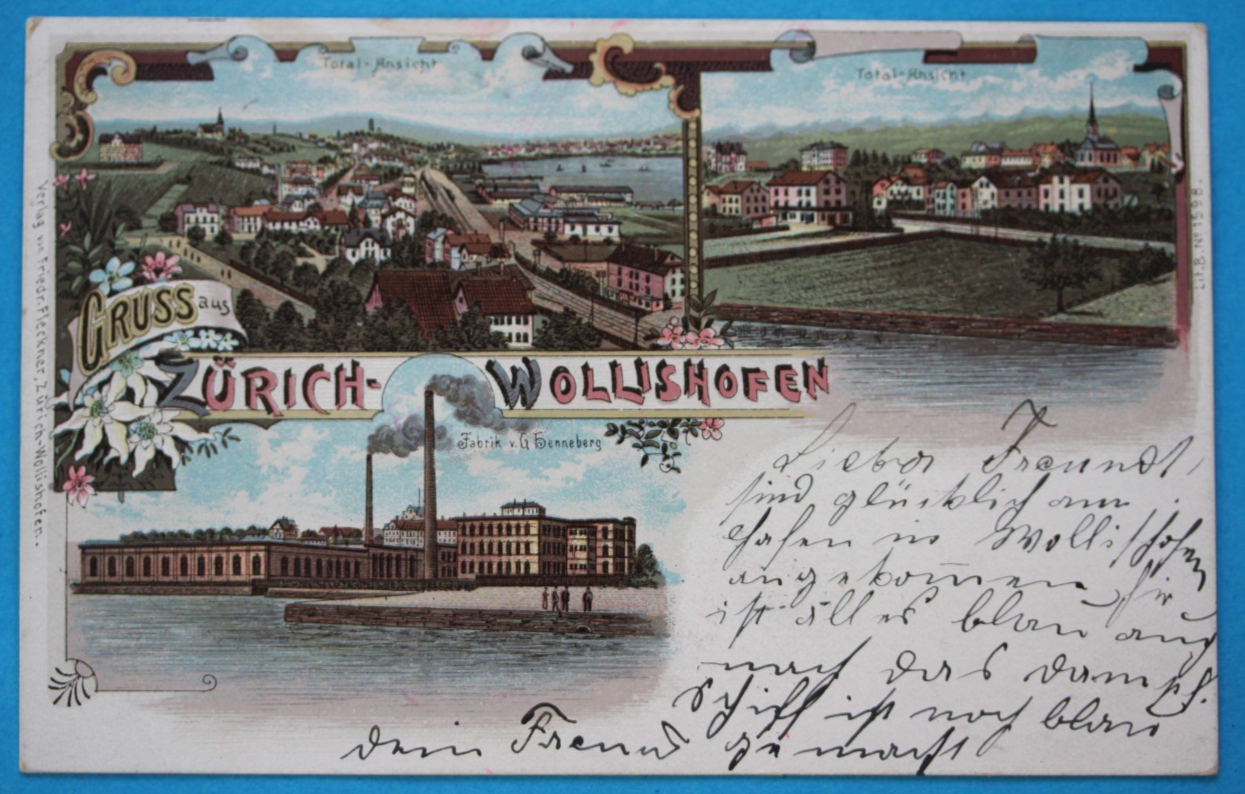 Cartoline postali: ZüRICH - WOLLISHOFEN LITHO AK – Usato da Lotzwil venduto da pirolh