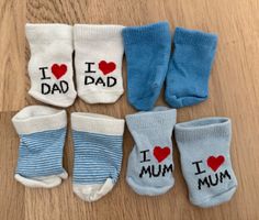 4 Paar Baby Socken "I love Mum/Dad", Grösse 10-14