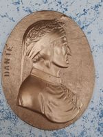 Wunderschönes Dante Relief Portrait Goldfarben 10cm Rarit...