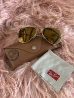 Ray-Ban Aviator Sonnenbrille goldfarben mit Etui & Tuch