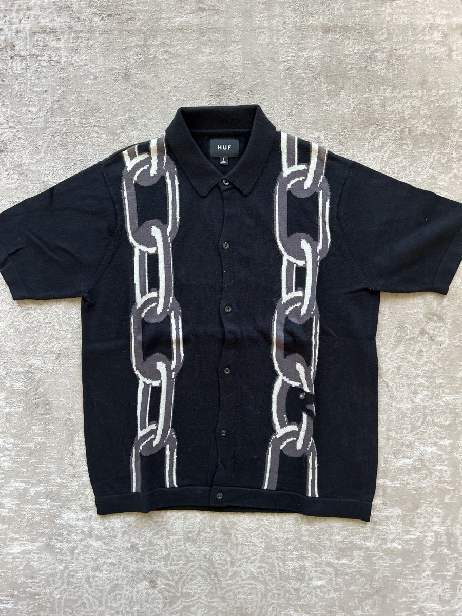 Camicie: HUF Strick Hemd schwarz Kettenmuster  – Nuovo (secondo la descrizione) da Luzern venduto da ameliemueller