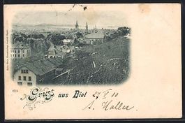 AK Biel, Blick über die Dächer, 1900