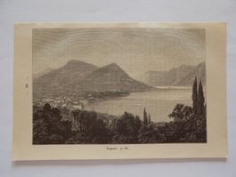 Lugano Kanton Tessin Xylographie