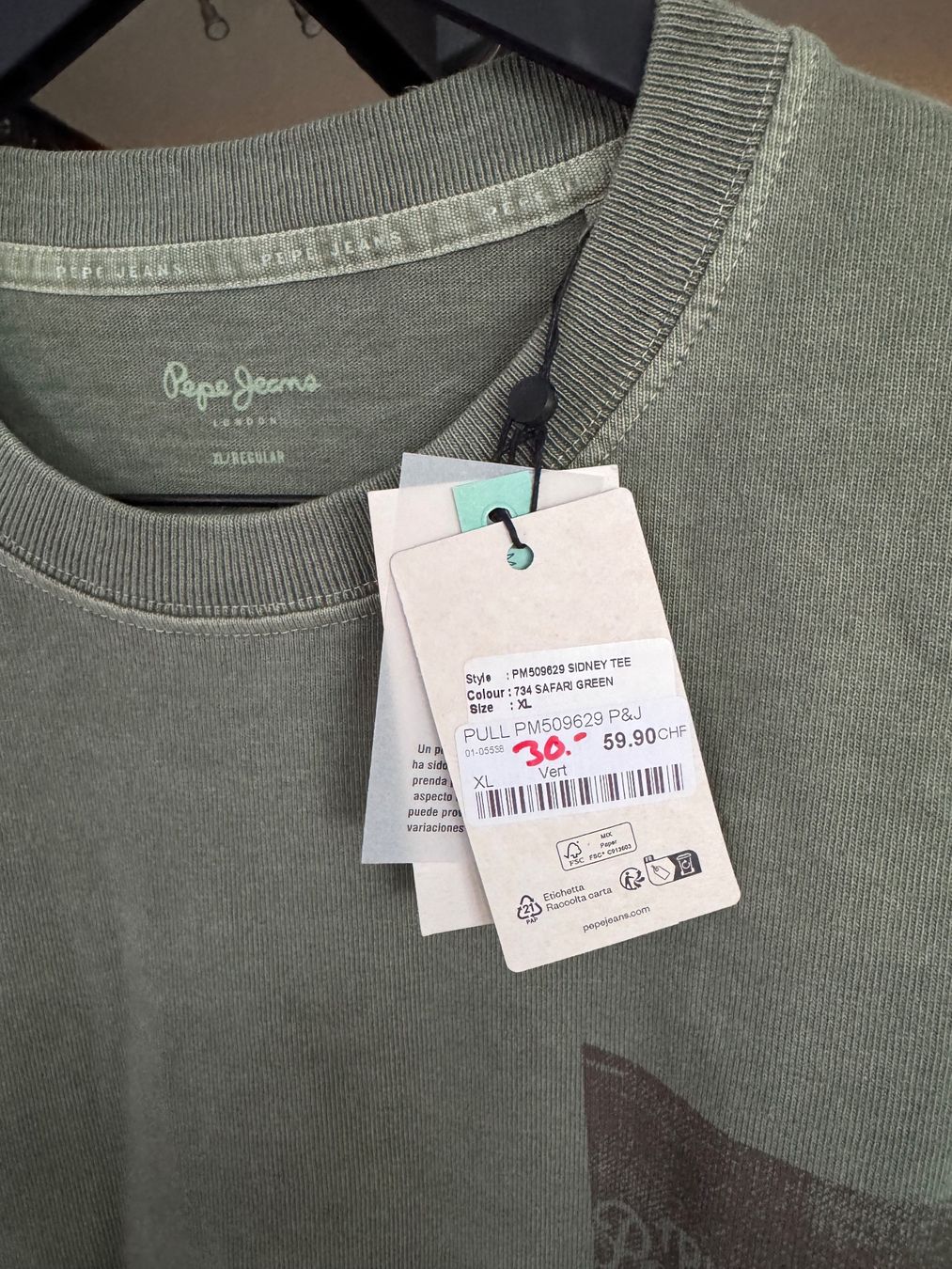 Pepe Jeans Maglioni & Felpe: Pepe Jeans pull authentique vert homme – Nuovo e nell'imballaggio originale da Vuisternens-Romont venduto da gol_xp6p 2