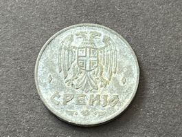 Serbien 1 Dinar Münze 1942