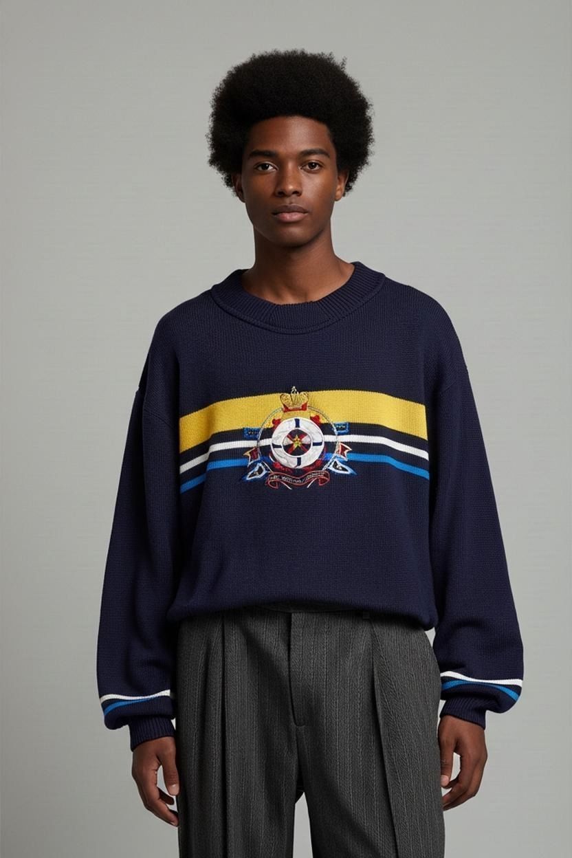 Maglioni & Felpe: Les Copains Marine-Pullover mit nautischem Emblem - – Usato da Zug venduto da vinokilo