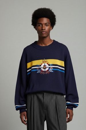 Les Copains Marine-Pullover mit nautischem Emblem -