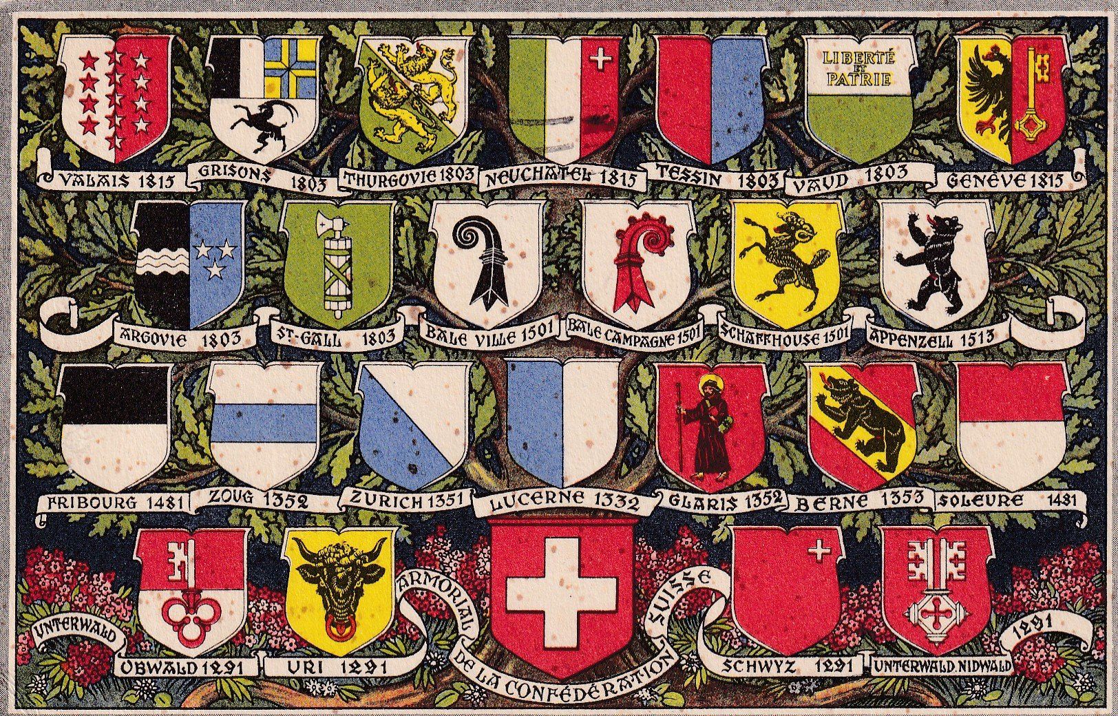 Cartoline postali: Blasons des cantons Suisse 1947 – Usato da Cormoret venduto da Pascalll2001