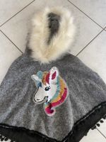 Flauschiger Mädchen Poncho mit Einhorn Applikation, Gr. 4