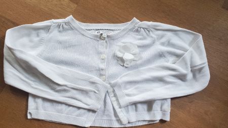 Strickjacke Weiss Grösse 116 Mädchen C&A mit Blume